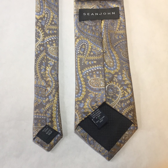 Sean John silver with gold and blue paisley pattern tie. Like New. - Picture 3 of 10